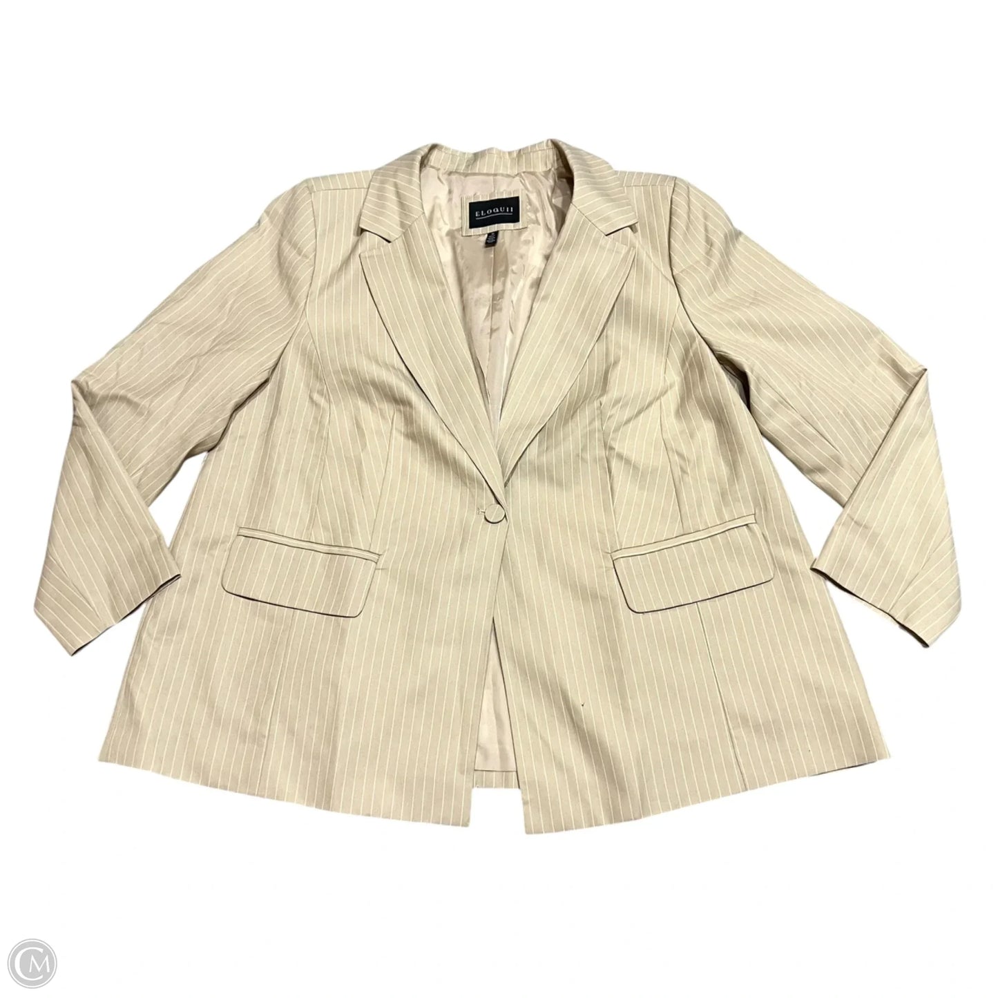 Blazer By Eloquii In Tan & White, Size: 2x
