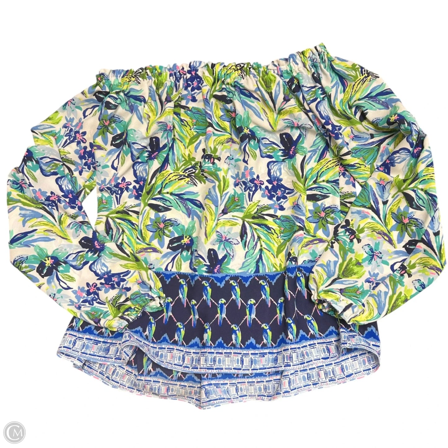 Top Long Sleeve Designer By Lilly Pulitzer In Blue & Green, Size: S