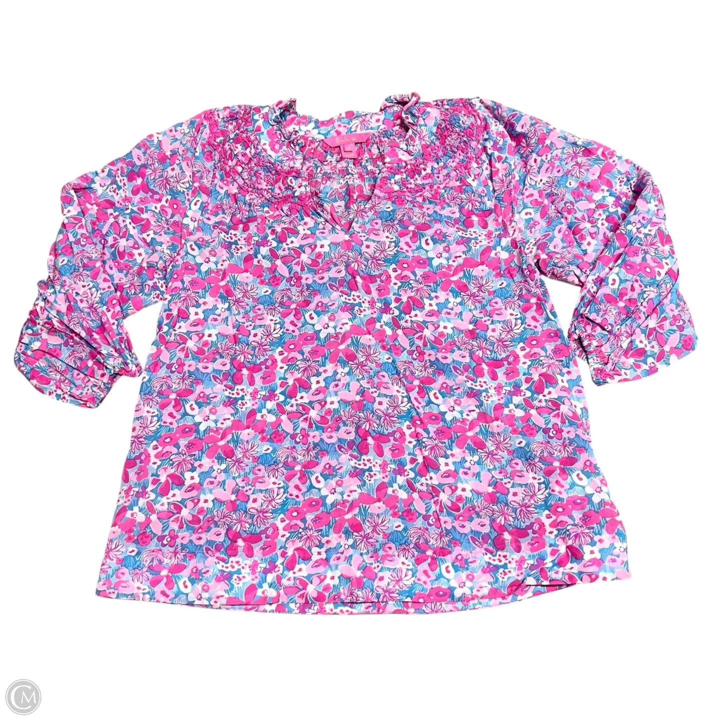 Top Long Sleeve Designer By Lilly Pulitzer In Blue & Pink, Size: Xs