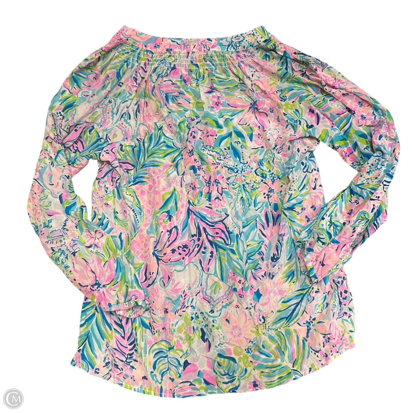 Top Long Sleeve Designer By Lilly Pulitzer In Blue & Green, Size: L