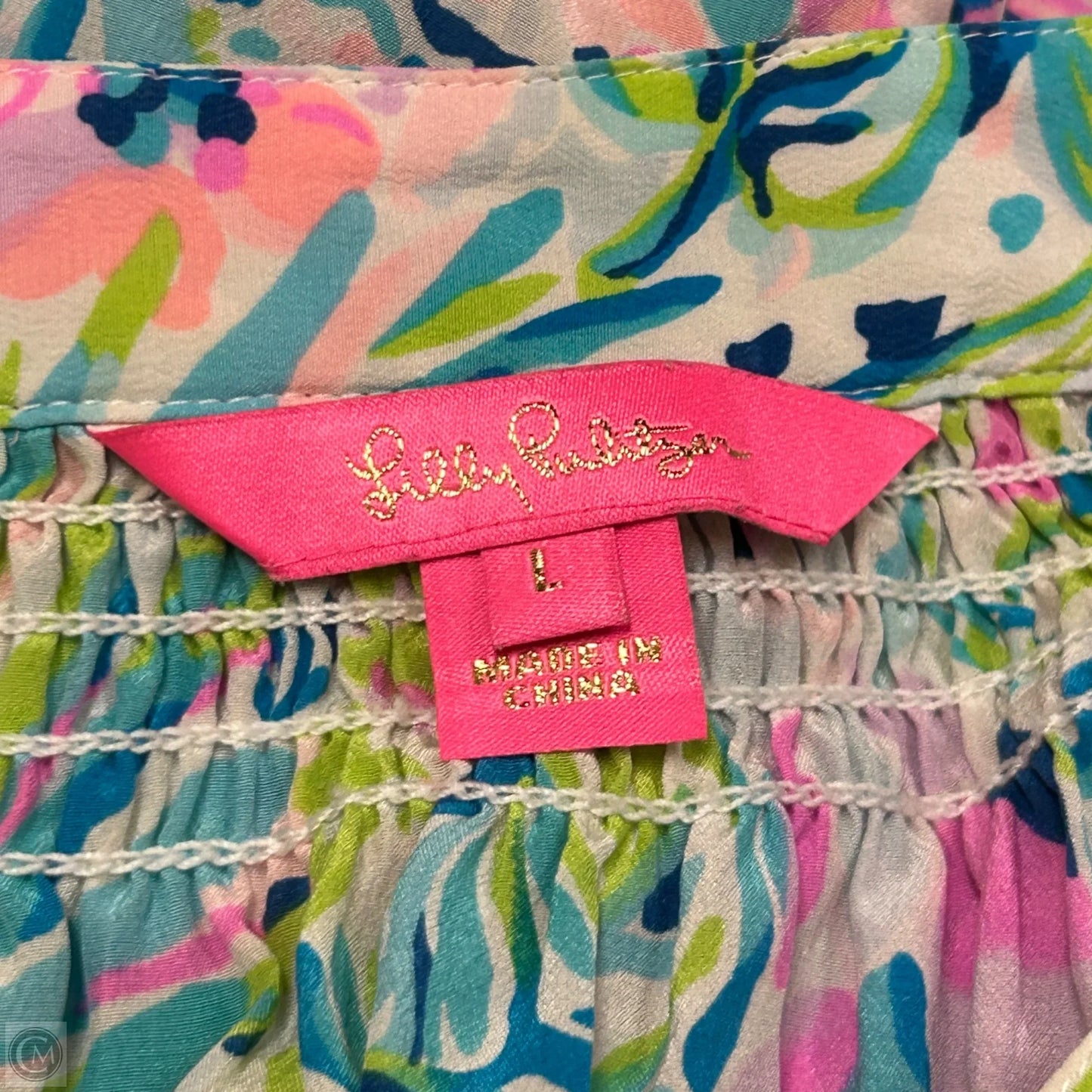 Top Long Sleeve Designer By Lilly Pulitzer In Blue & Green, Size: L