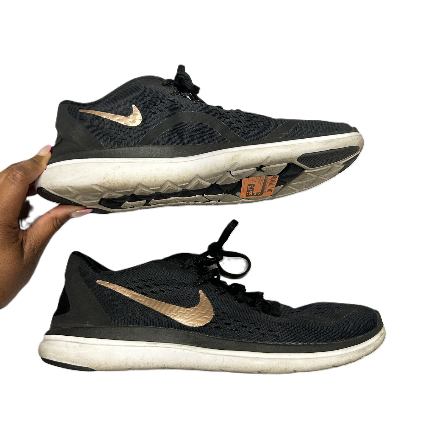 Black & Gold Shoes Athletic By Nike, Size: 12