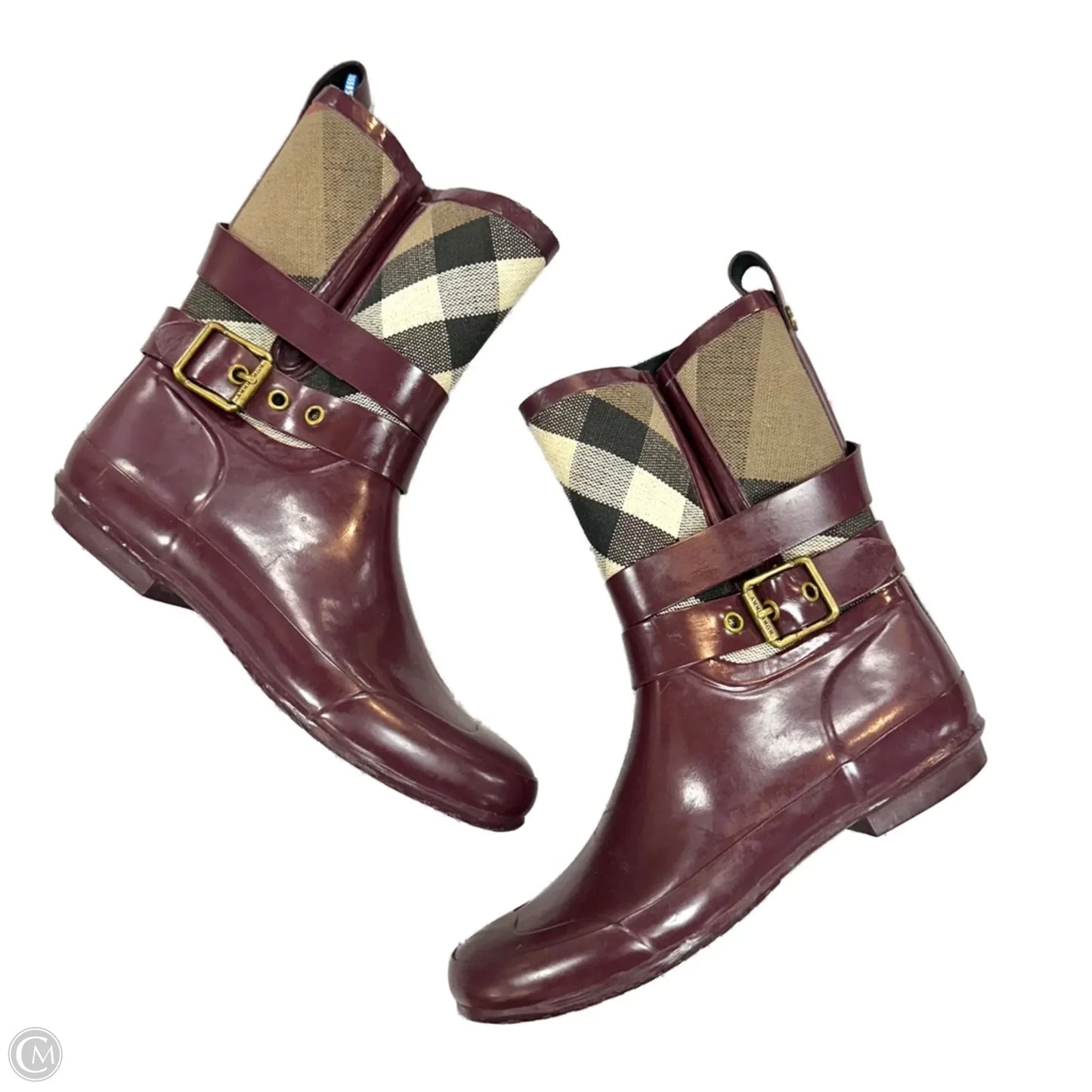 Boots Luxury Designer By Burberry In Red, Size: 7.5