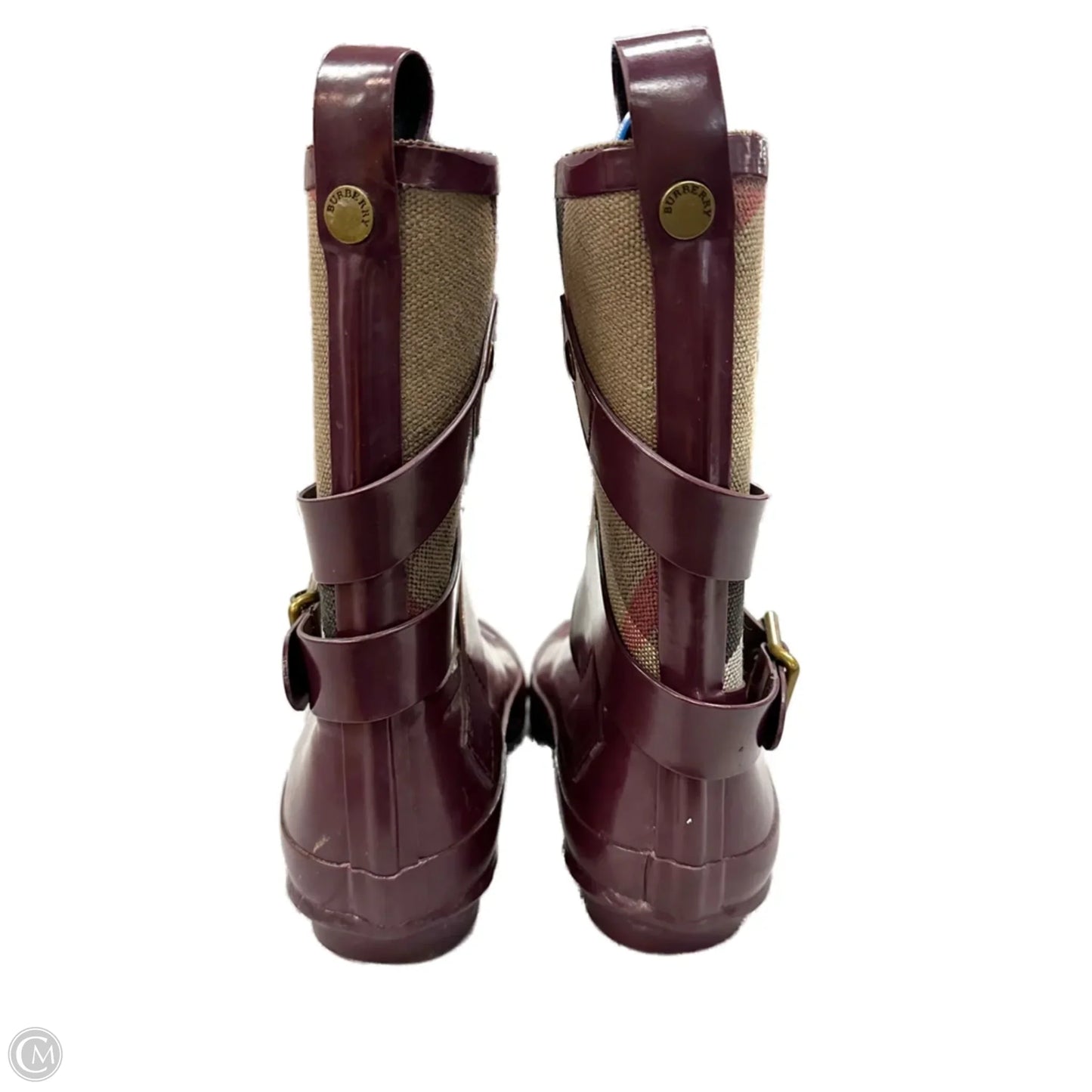 Boots Luxury Designer By Burberry In Red, Size: 7.5