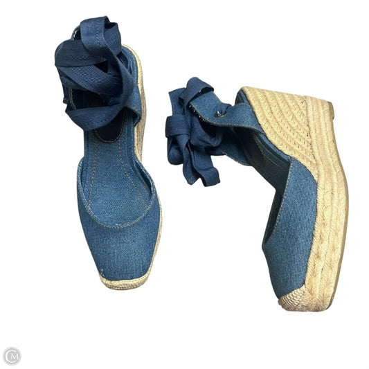 Shoes Heels Wedge By Zara In Blue & Tan, Size: 5.5