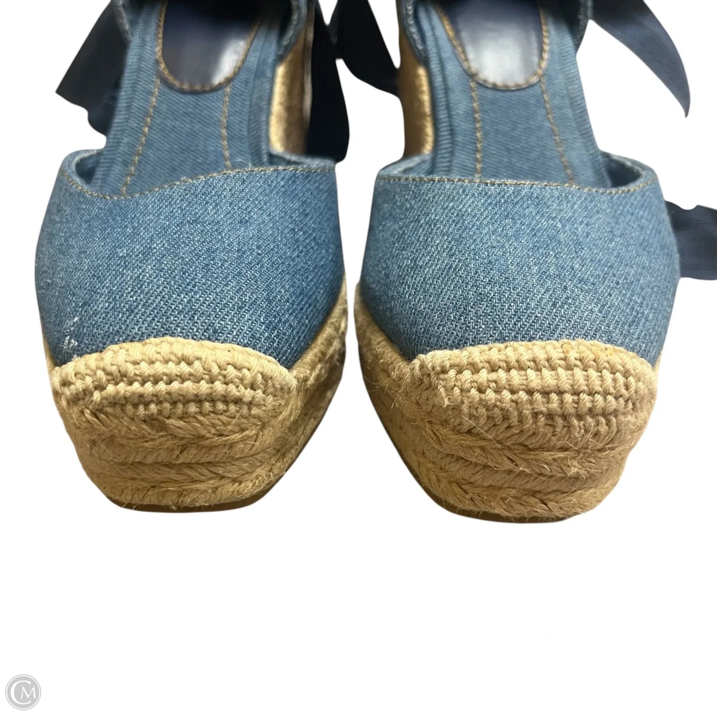 Shoes Heels Wedge By Zara In Blue & Tan, Size: 5.5