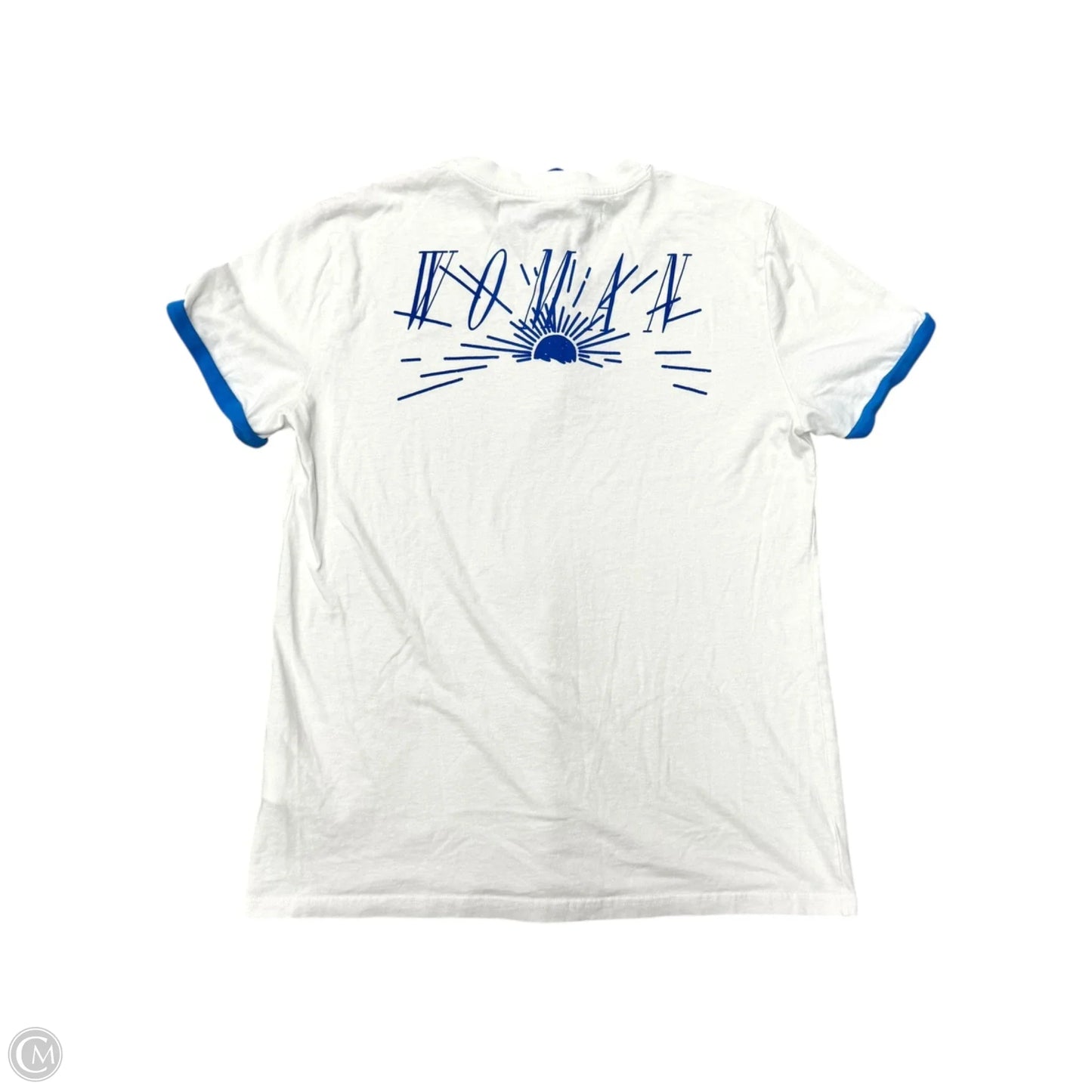 Top Short Sleeve Luxury Designer By Off-white In Blue & White, Size: L
