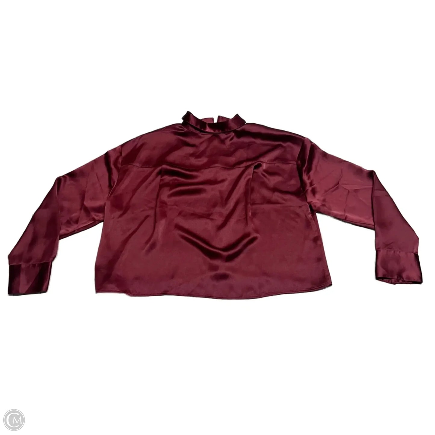 Blouse Long Sleeve By Loft In Maroon, Size: Xl