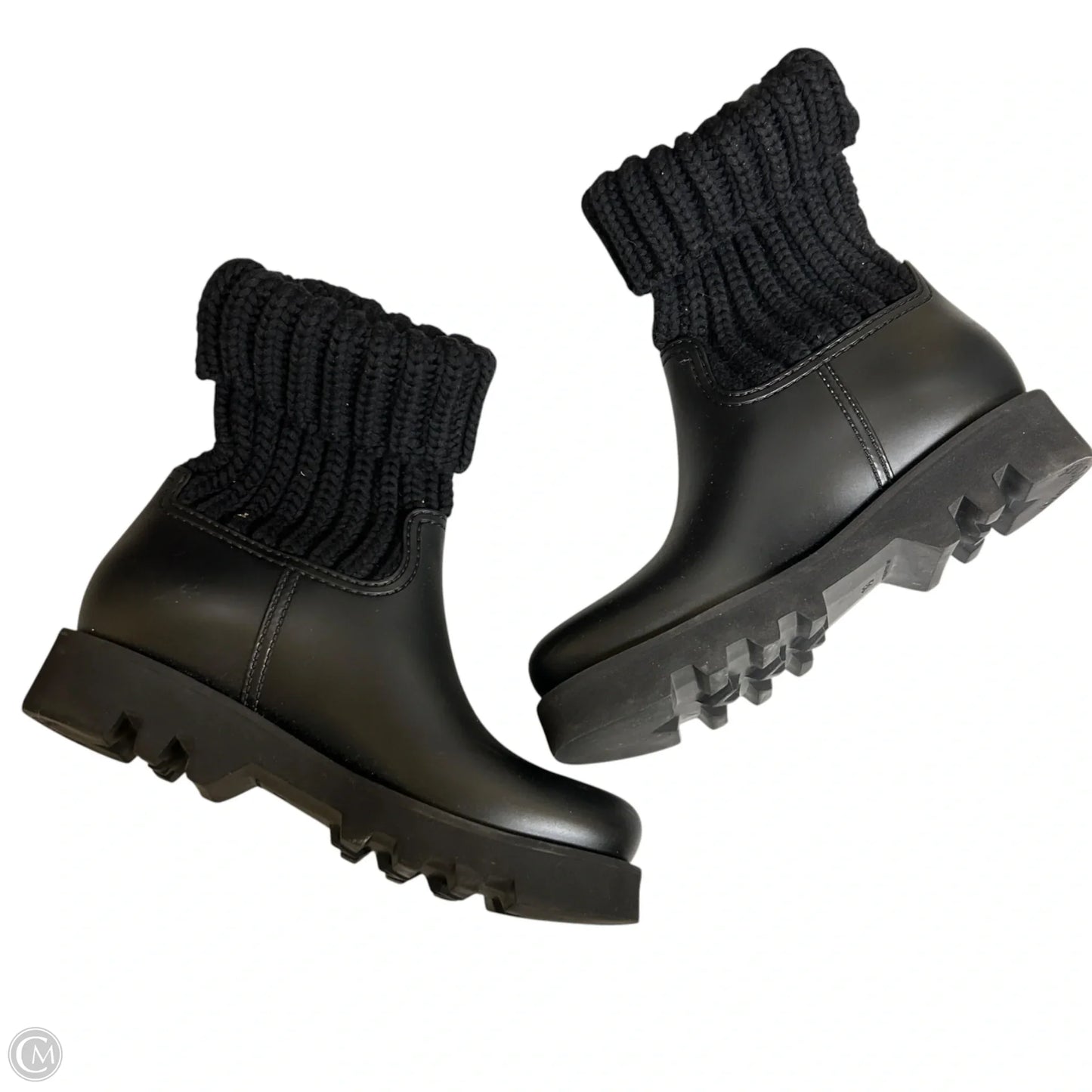 Boots Luxury Designer By Moncler In Black, Size: 7.5