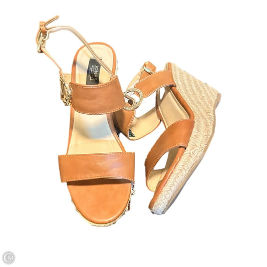 Sandals Heels Wedge By Jones New York In Brown & Cream, Size: 7