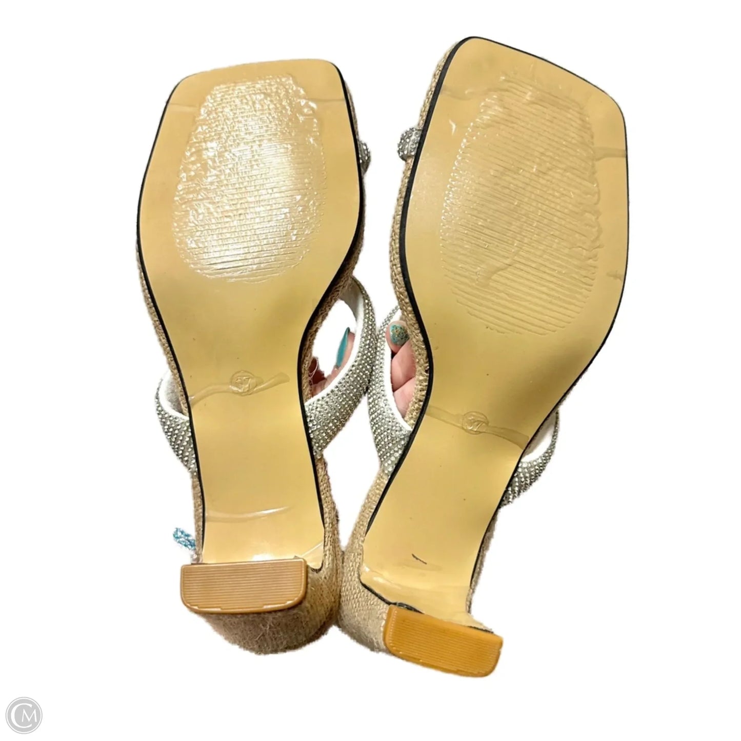 Sandals Heels Block In Tan, Size: 6.5