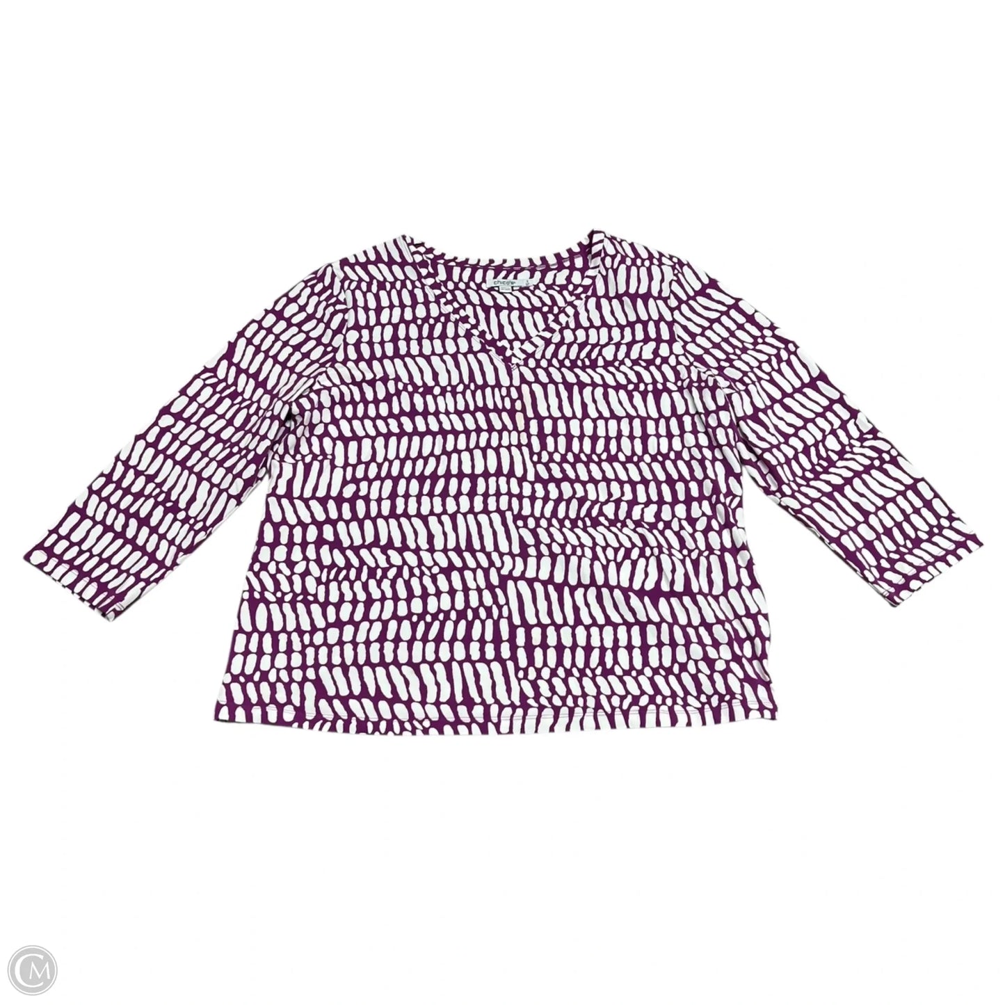Top Long Sleeve By Chicos In Purple & White, Size: Xl