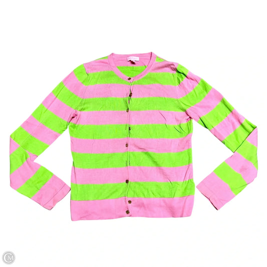 Sweater Cardigan Designer By Lilly Pulitzer In Green & Pink, Size: M