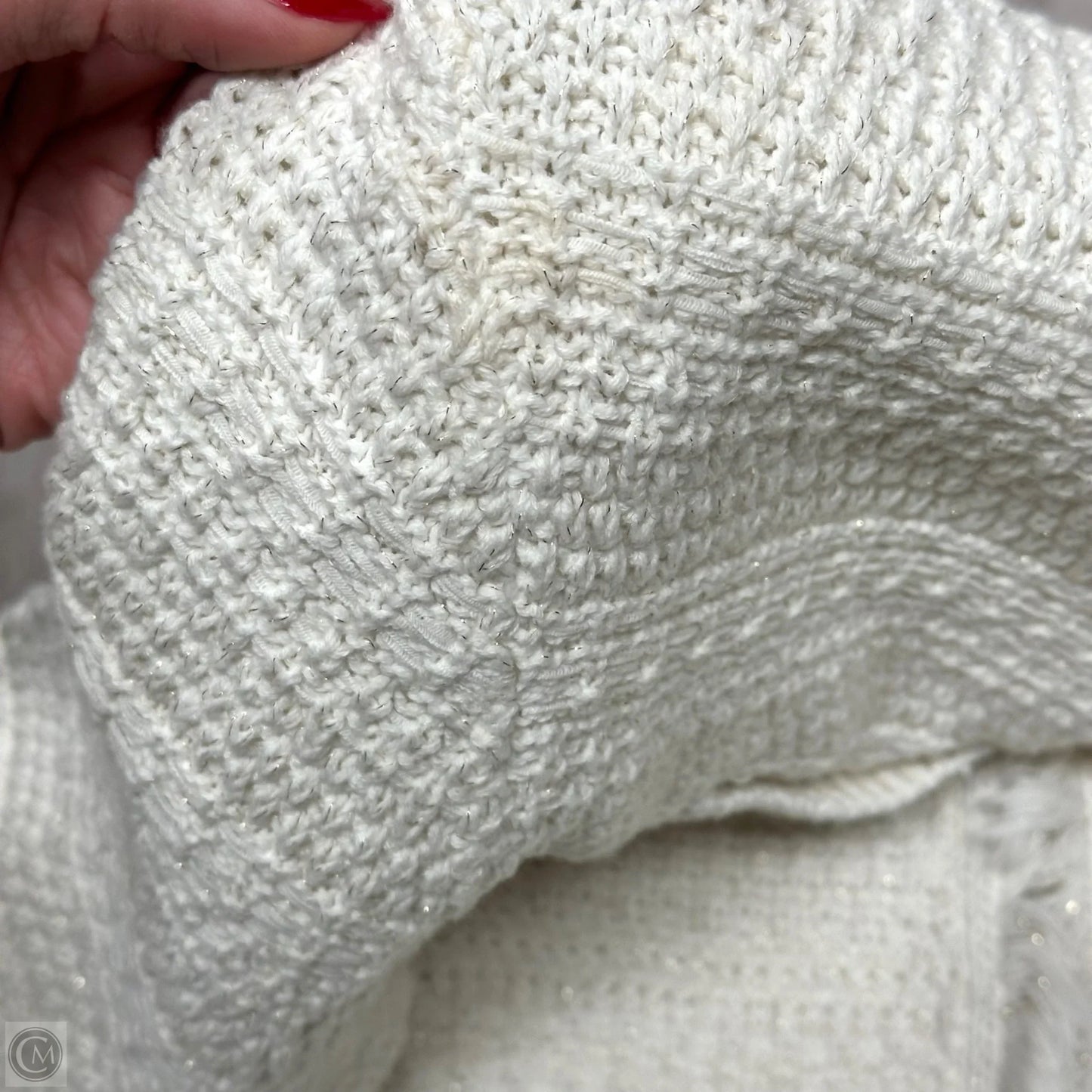 Sweater Cardigan Designer By Lilly Pulitzer In Gold & White, Size: L