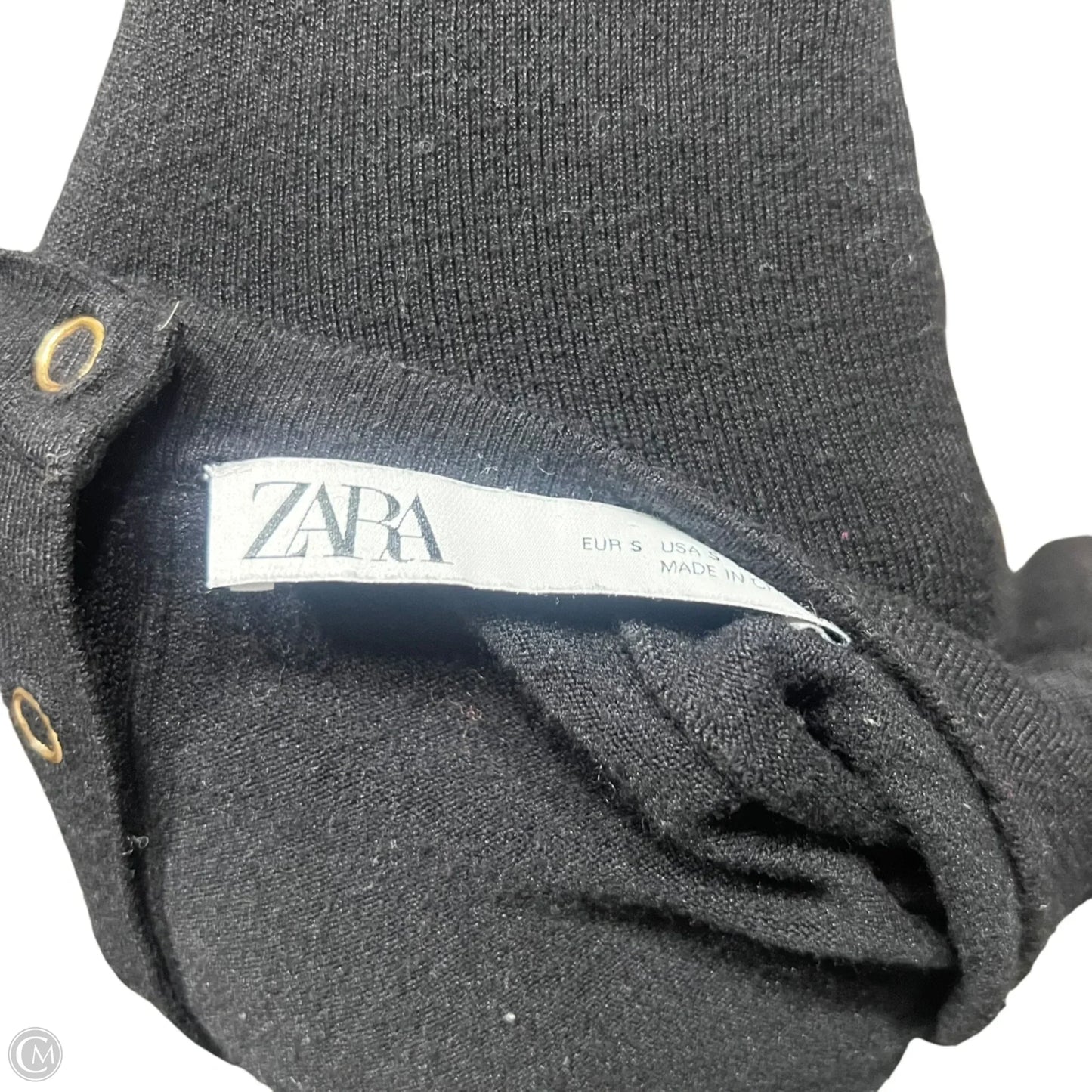 Sweater Short Sleeve By Zara In Black, Size: S