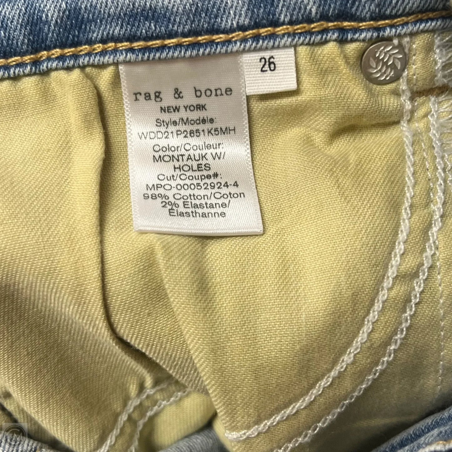 Jeans Skinny By Rag And Bone In Blue Denim, Size: 2