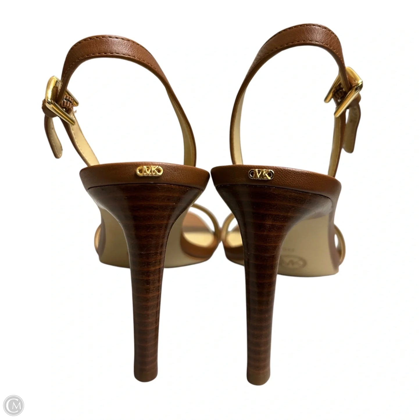Sandals Heels Stiletto By Michael By Michael Kors In Brown & Gold, Size: 9