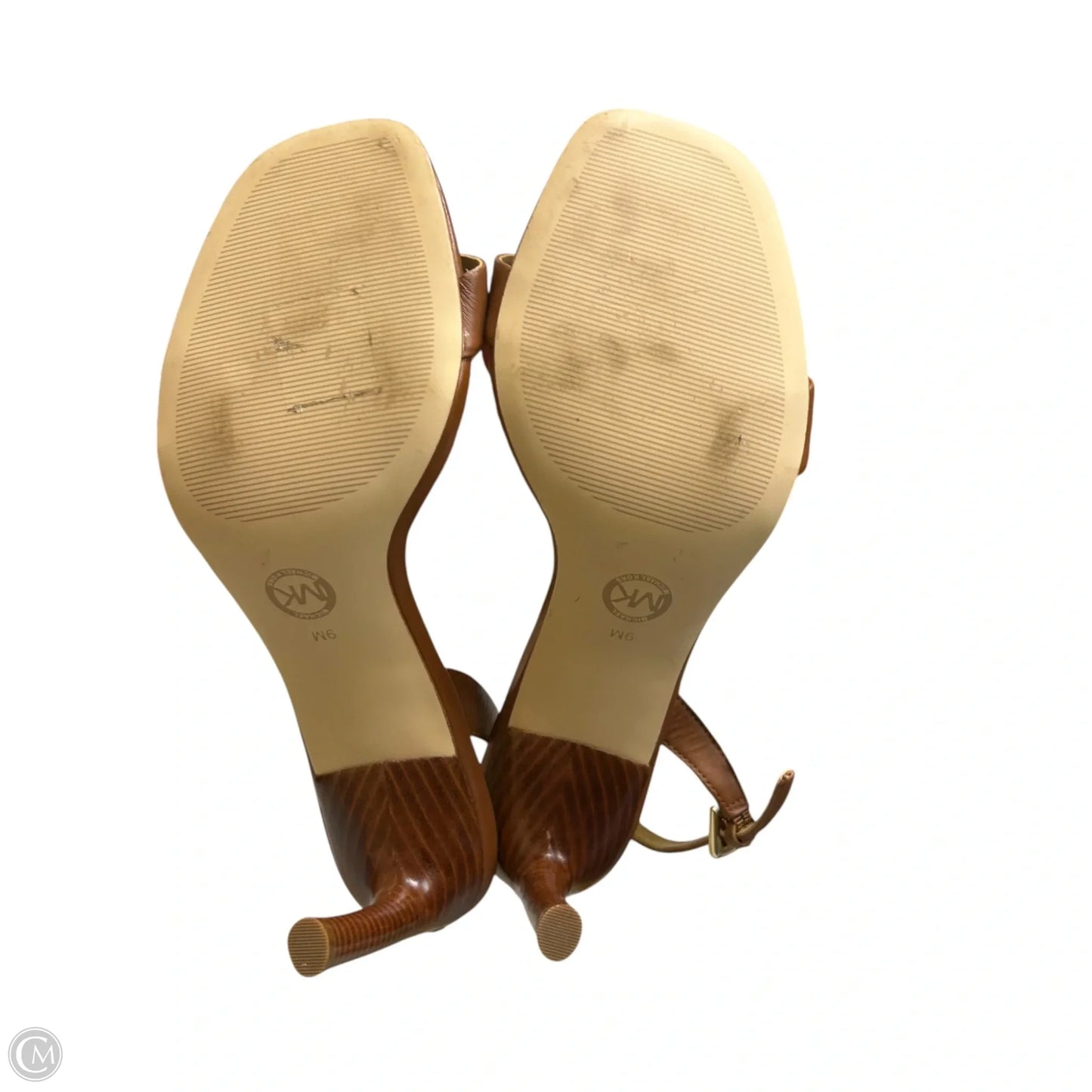 Sandals Heels Stiletto By Michael By Michael Kors In Brown & Gold, Size: 9