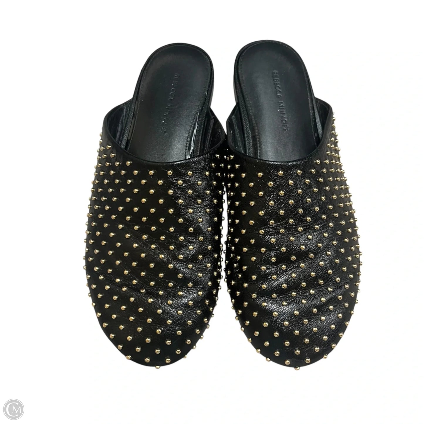 Shoes Designer By Rebecca Minkoff In Black & Gold, Size: 5