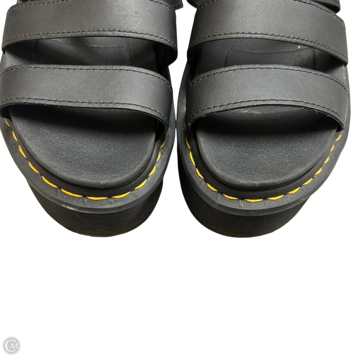 Sandals Heels Platform By Dr Martens In Black & Yellow, Size: 9