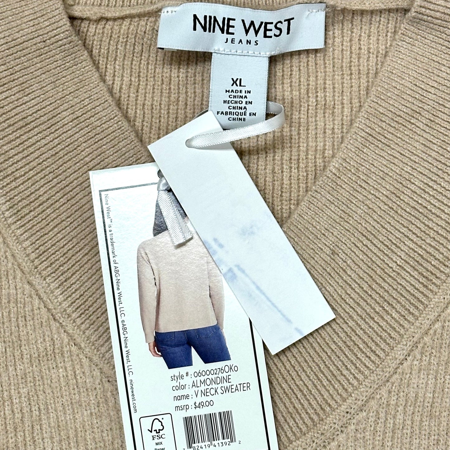 Sweater By Nine West In Cream, Size: Xl