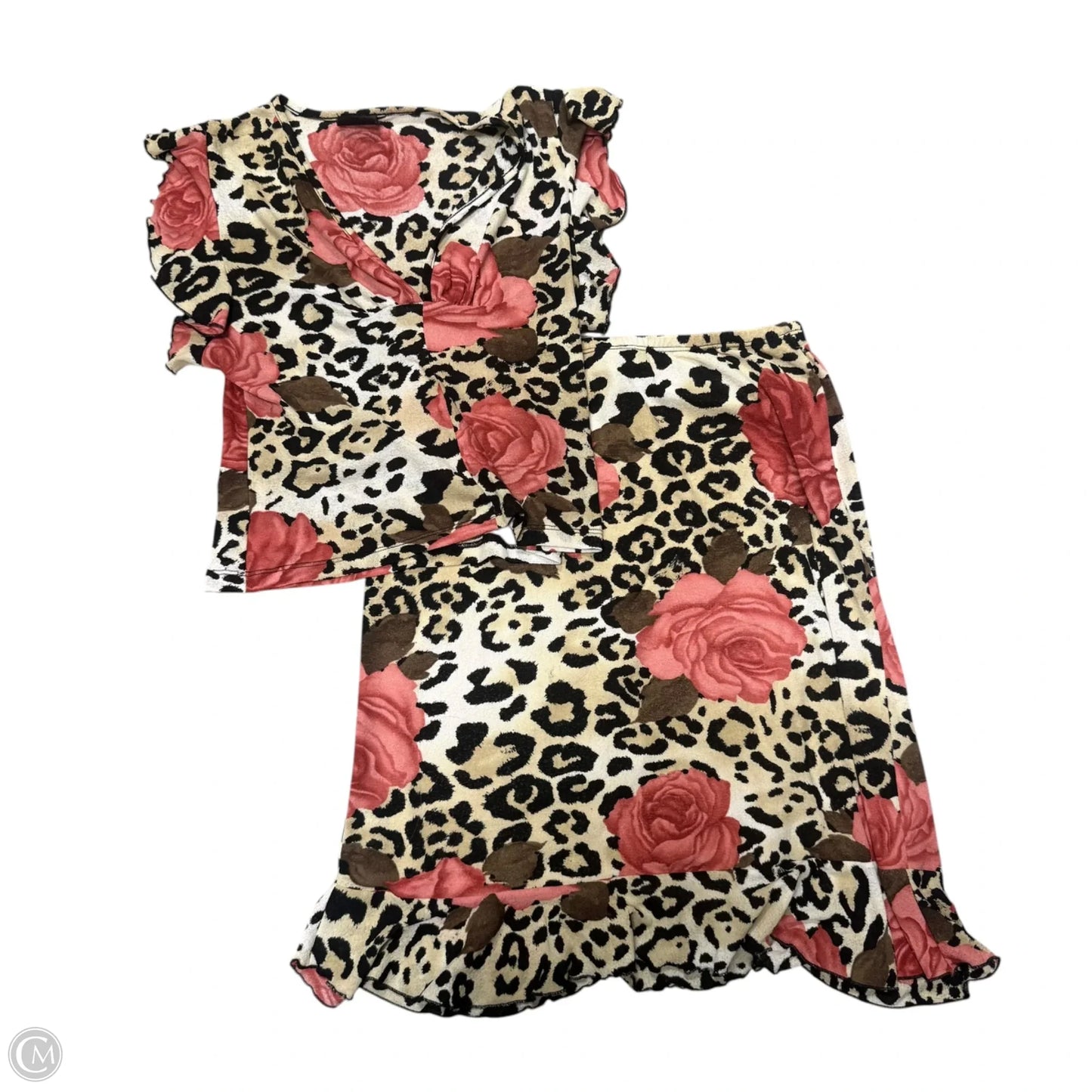 Skirt Set 2pc In Brown & Pink, Size: S