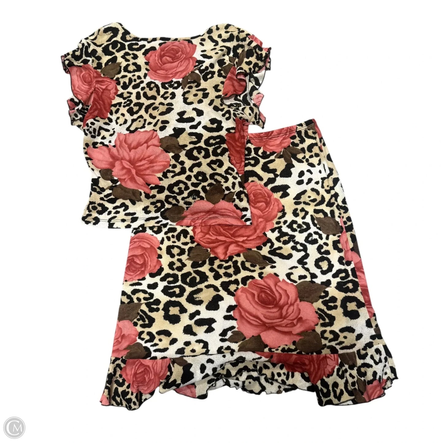Skirt Set 2pc In Brown & Pink, Size: S