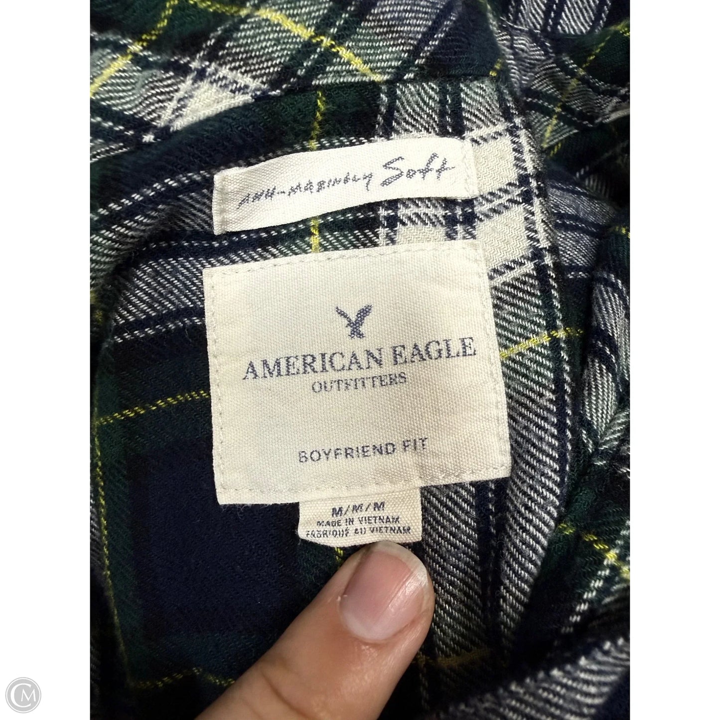 Top Long Sleeve By American Eagle In Blue & Green, Size: M