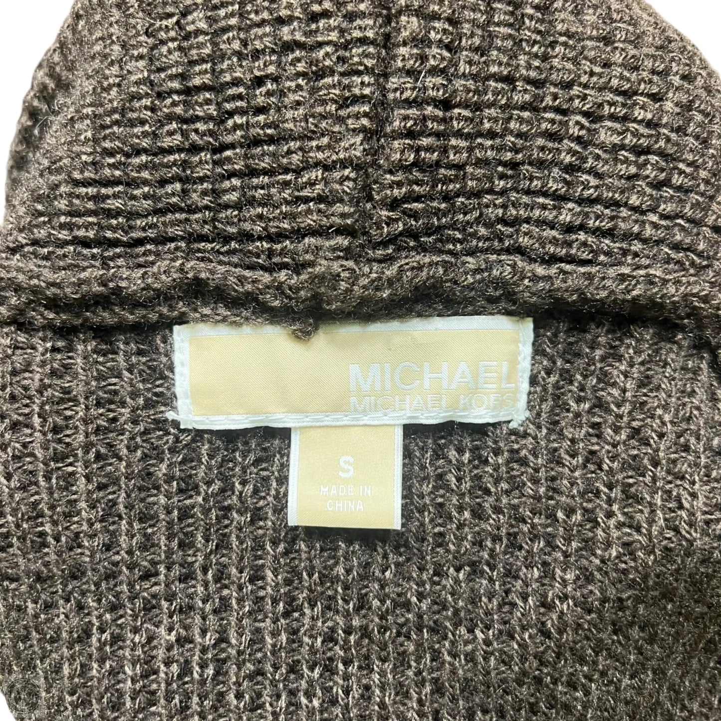 Sweater Cardigan Designer By Michael Kors In Chocolate, Size: S