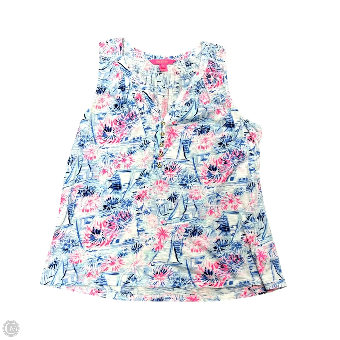 Top Sleeveless Designer By Lilly Pulitzer In Blue & Pink, Size: M