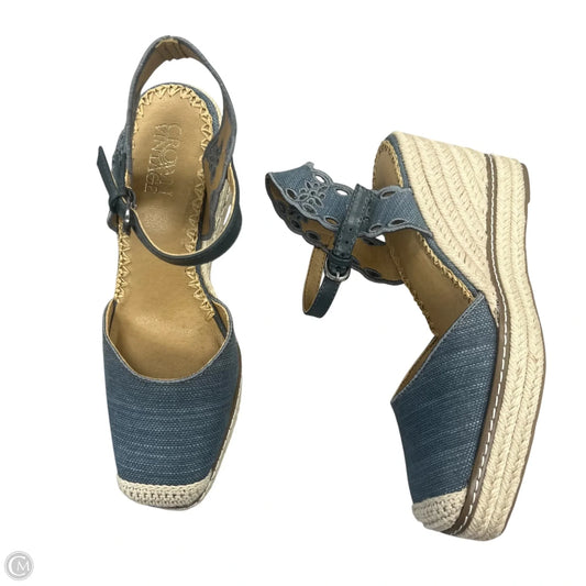 Shoes Heels Wedge By Crown Vintage In Blue Denim, Size: 7