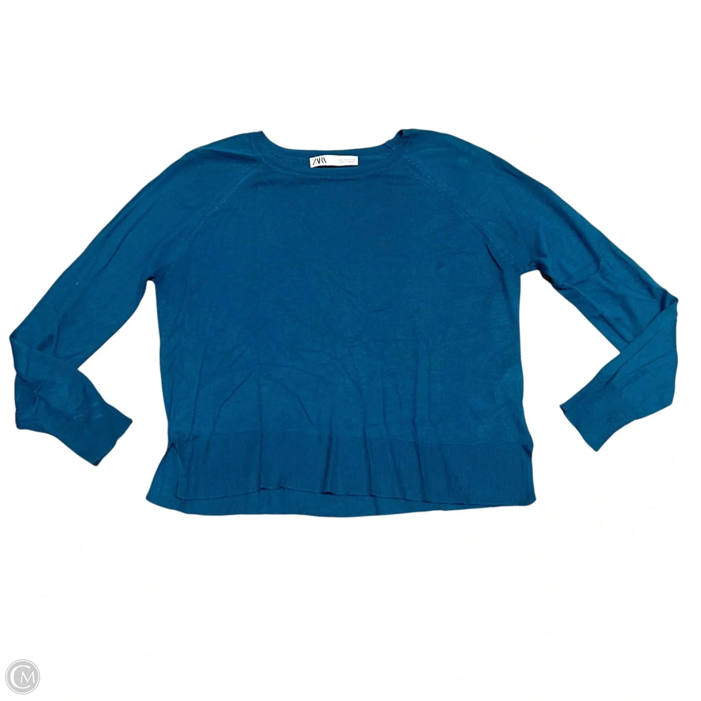Top Long Sleeve By Zara In Blue, Size: S