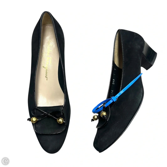 Shoes Luxury Designer By Salvatore Ferragamo In Black, Size: 7