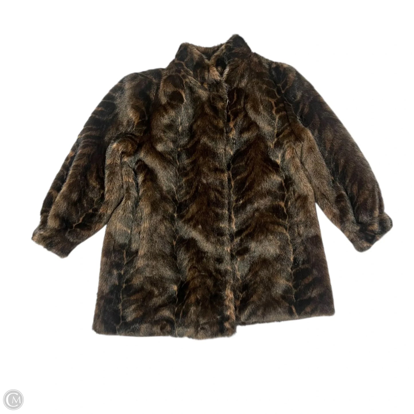 Coat Faux Fur & Sherpa By Hillmoor In Black & Brown, Size: L