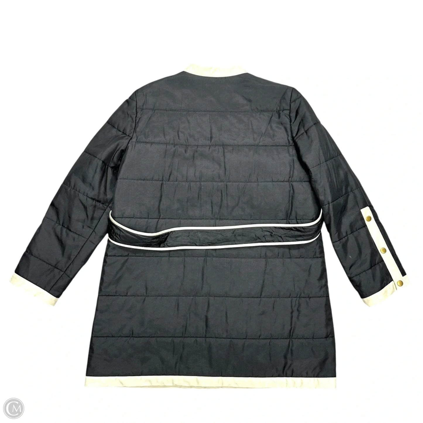 Jacket Designer By Tory Burch In Blue & Cream, Size: L