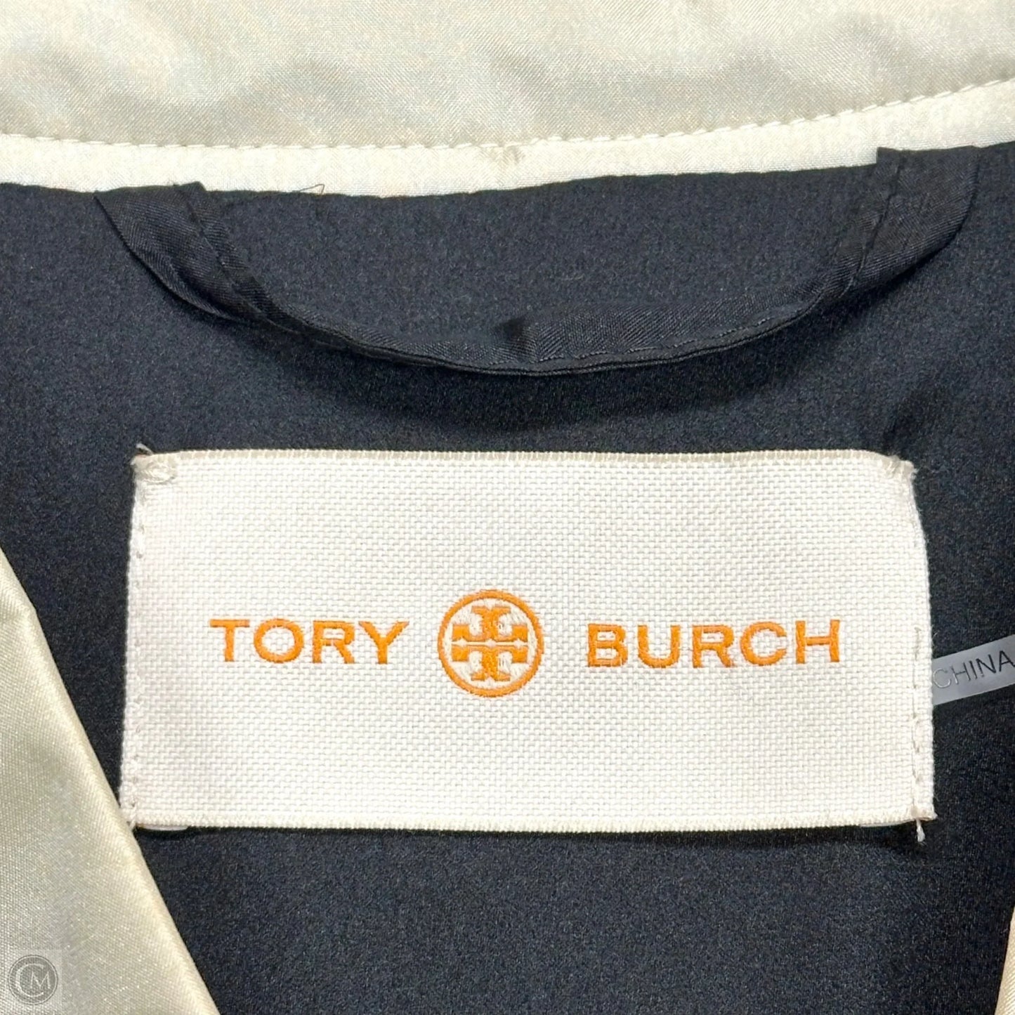 Jacket Designer By Tory Burch In Blue & Cream, Size: L