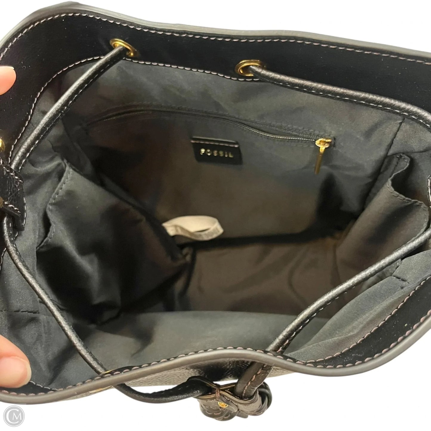 Handbag Leather By Fossil, Size: Medium