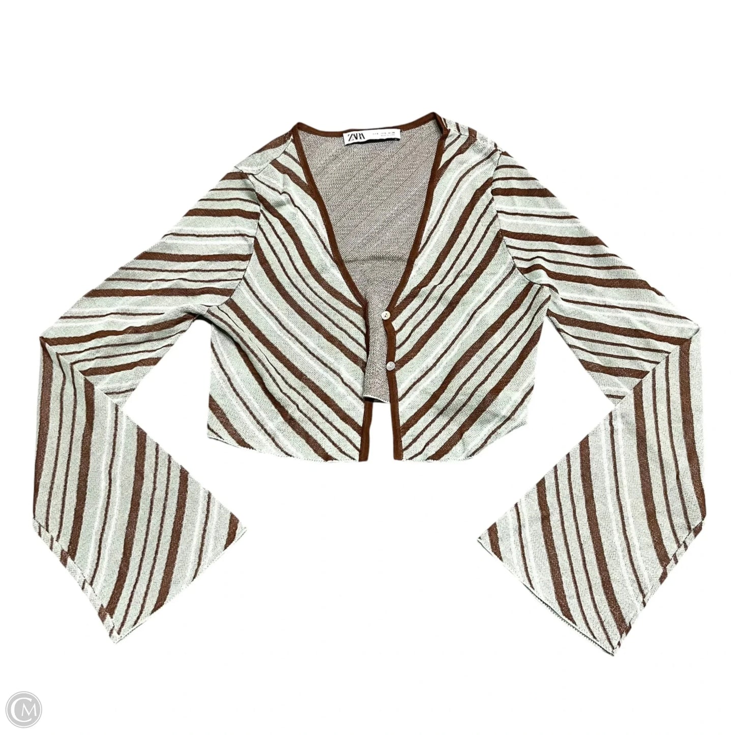Cardigan By Zara In Brown & Green, Size: S