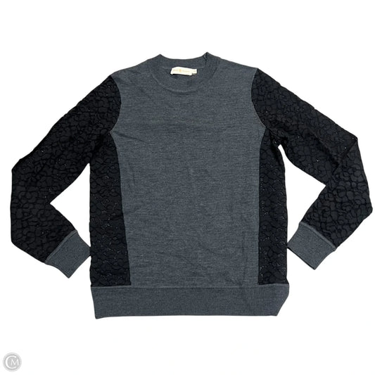 Top Long Sleeve Designer By Tory Burch In Black & Grey, Size: S