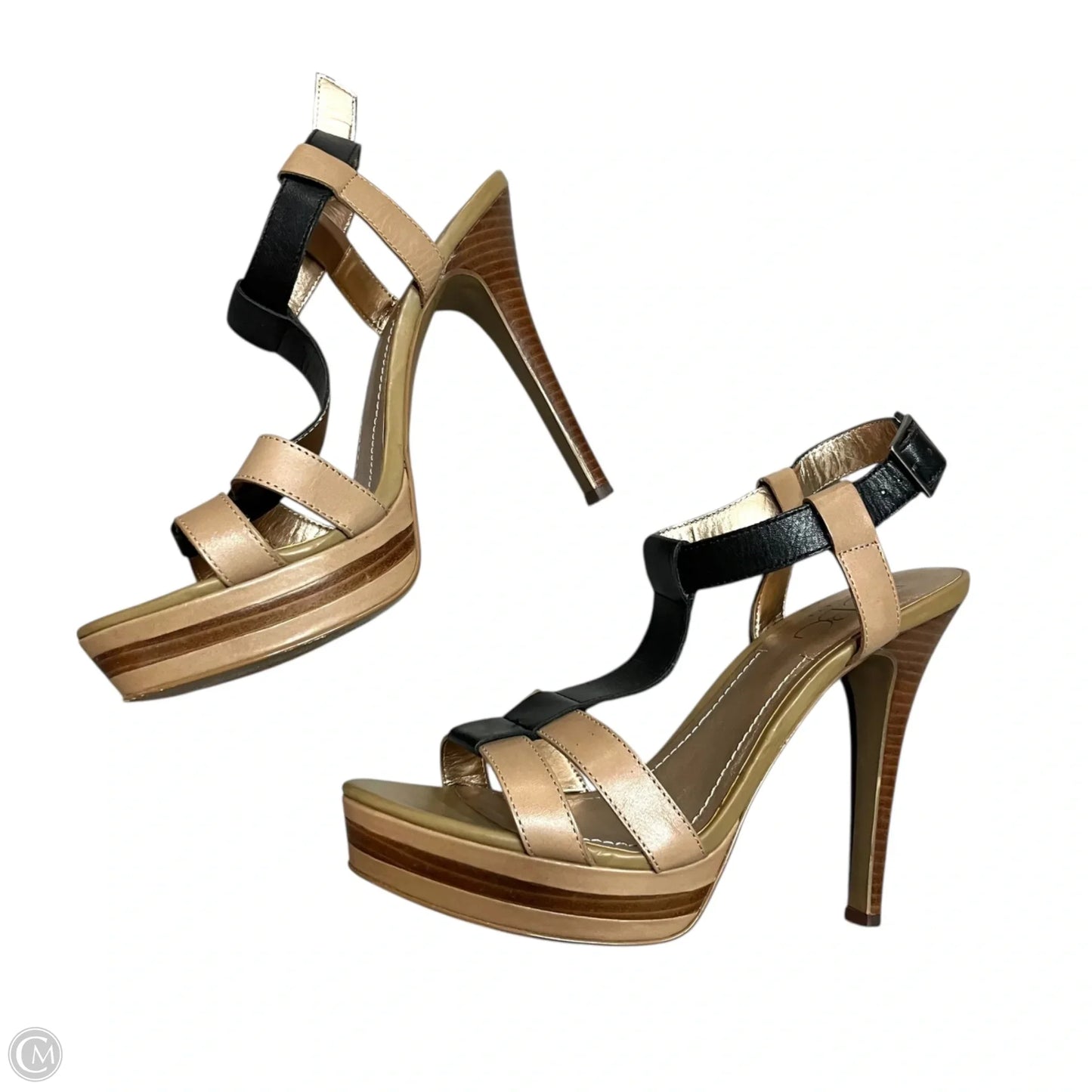 Sandals Heels Stiletto By Bcbg In Black & Tan, Size: 10