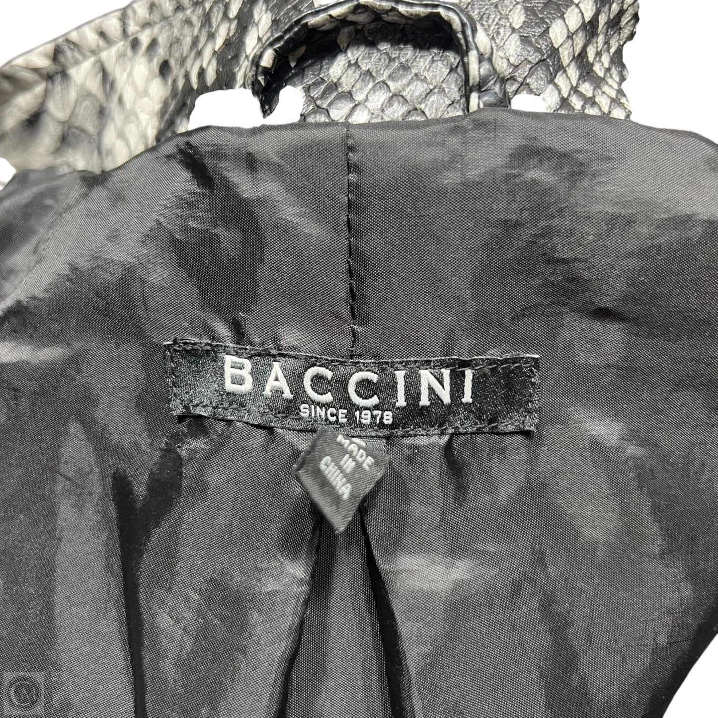 Jacket Moto By Baccini In Snakeskin Print, Size: L