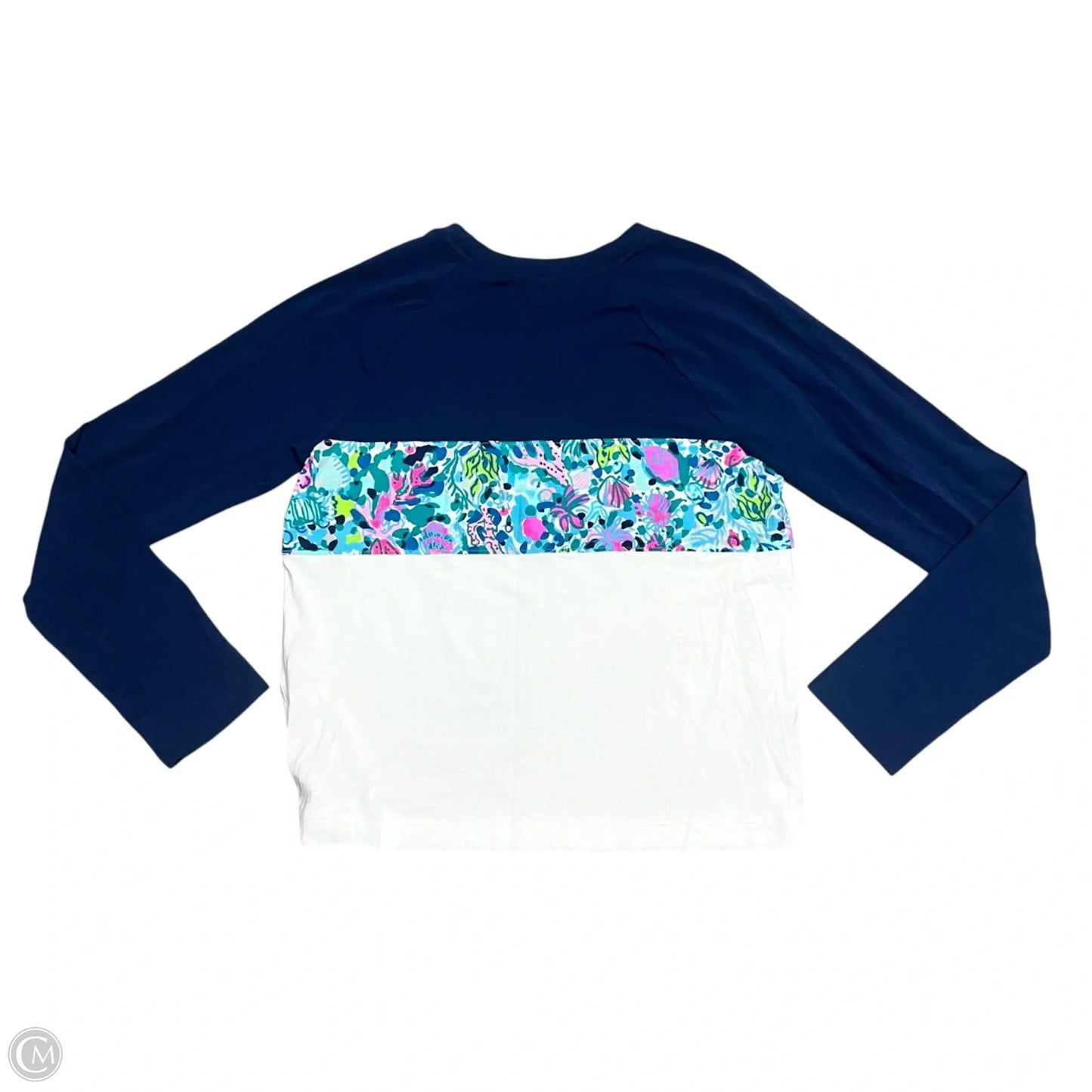Top Long Sleeve Designer By Lilly Pulitzer In Blue & White, Size: S