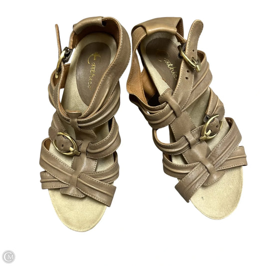 Sandals Heels Wedge By Earthies In Taupe, Size: 8.5