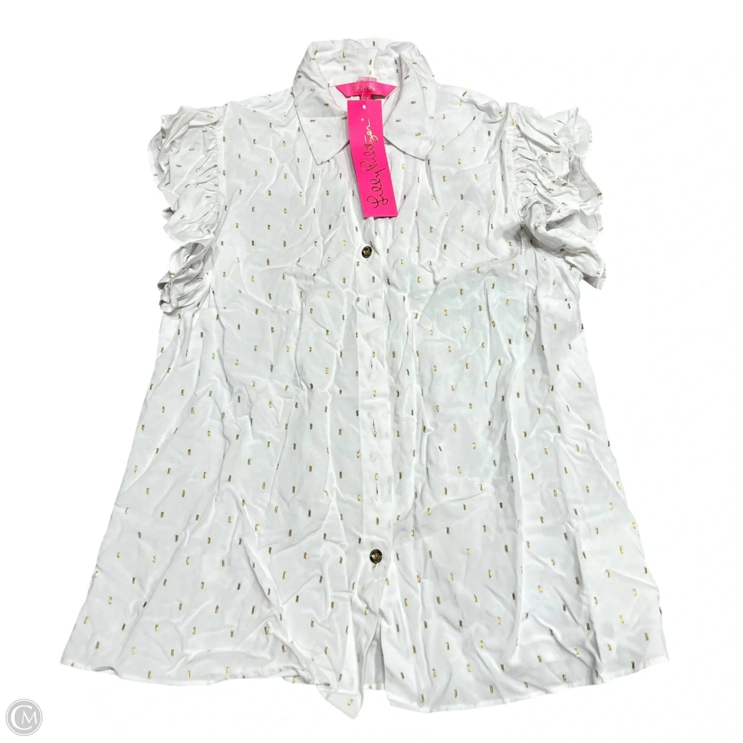 Top Sleeveless Designer By Lilly Pulitzer In Gold & White, Size: Xs