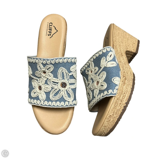 Shoes Heels Wedge By Cliffs By White Mountain In Blue & Cream, Size: 7.5