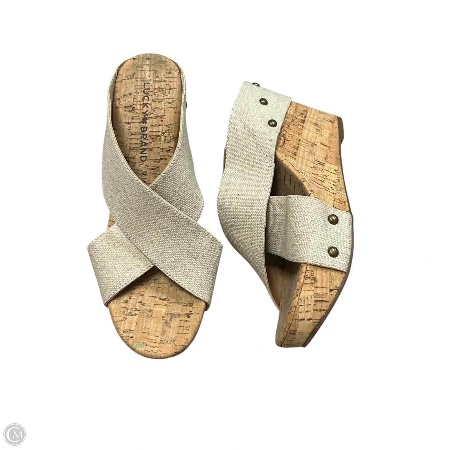 Shoes Heels Wedge By Lucky Brand In Beige, Size: 7.5