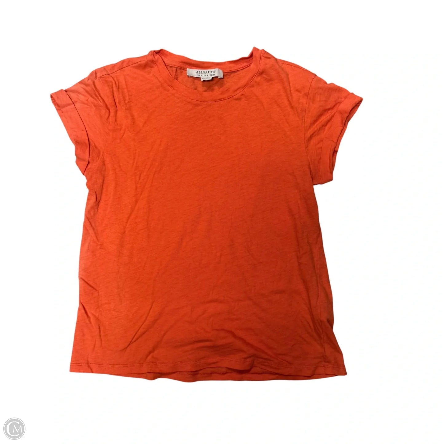 Top Short Sleeve Designer By All Saints In Orange, Size: S