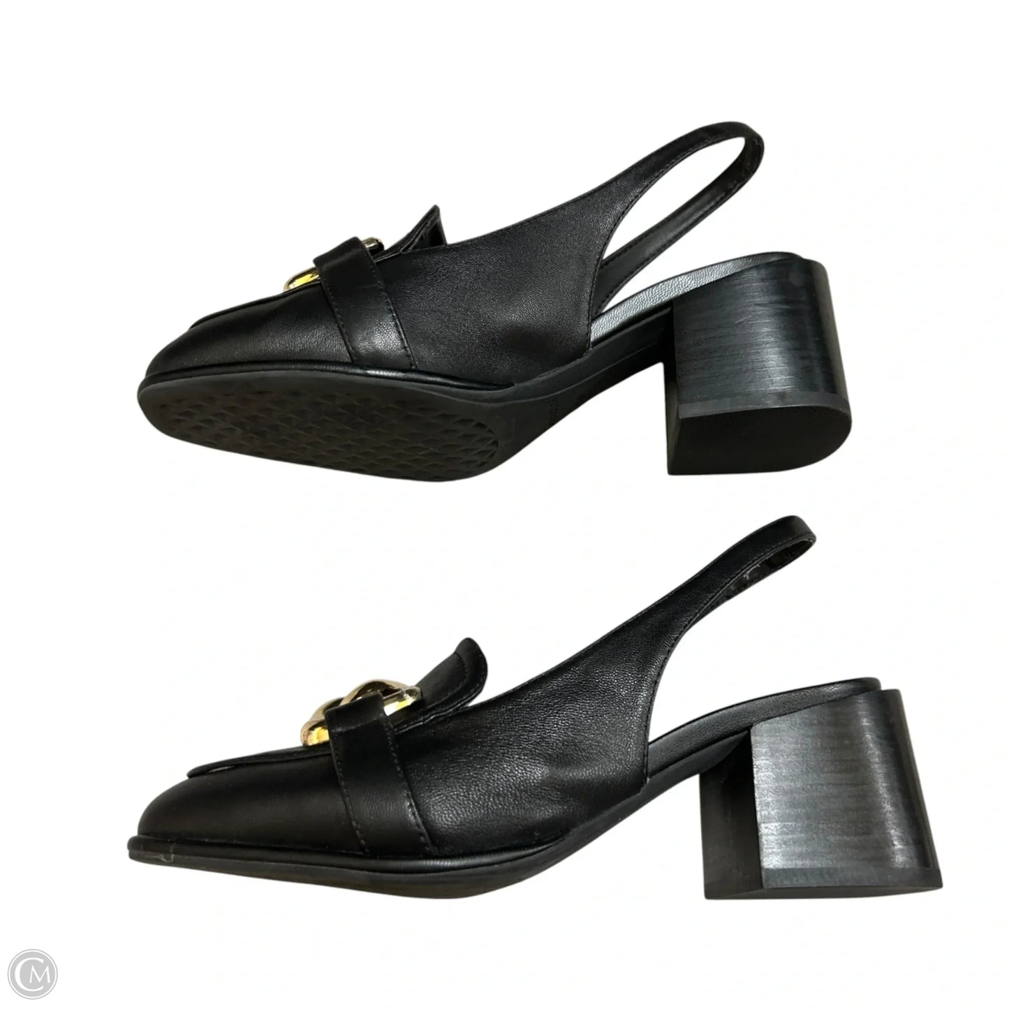 Shoes Heels Block By Aerosoles In Black & Gold, Size: 5.5