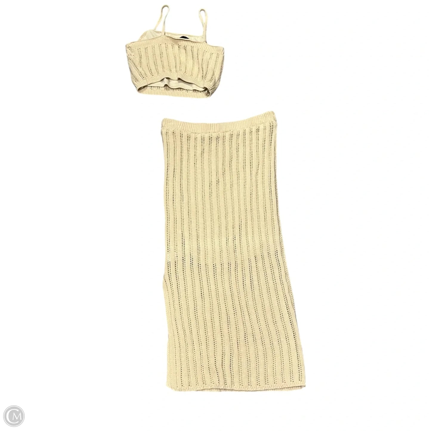 Skirt Set 2pc By Freshman In Tan, Size: M