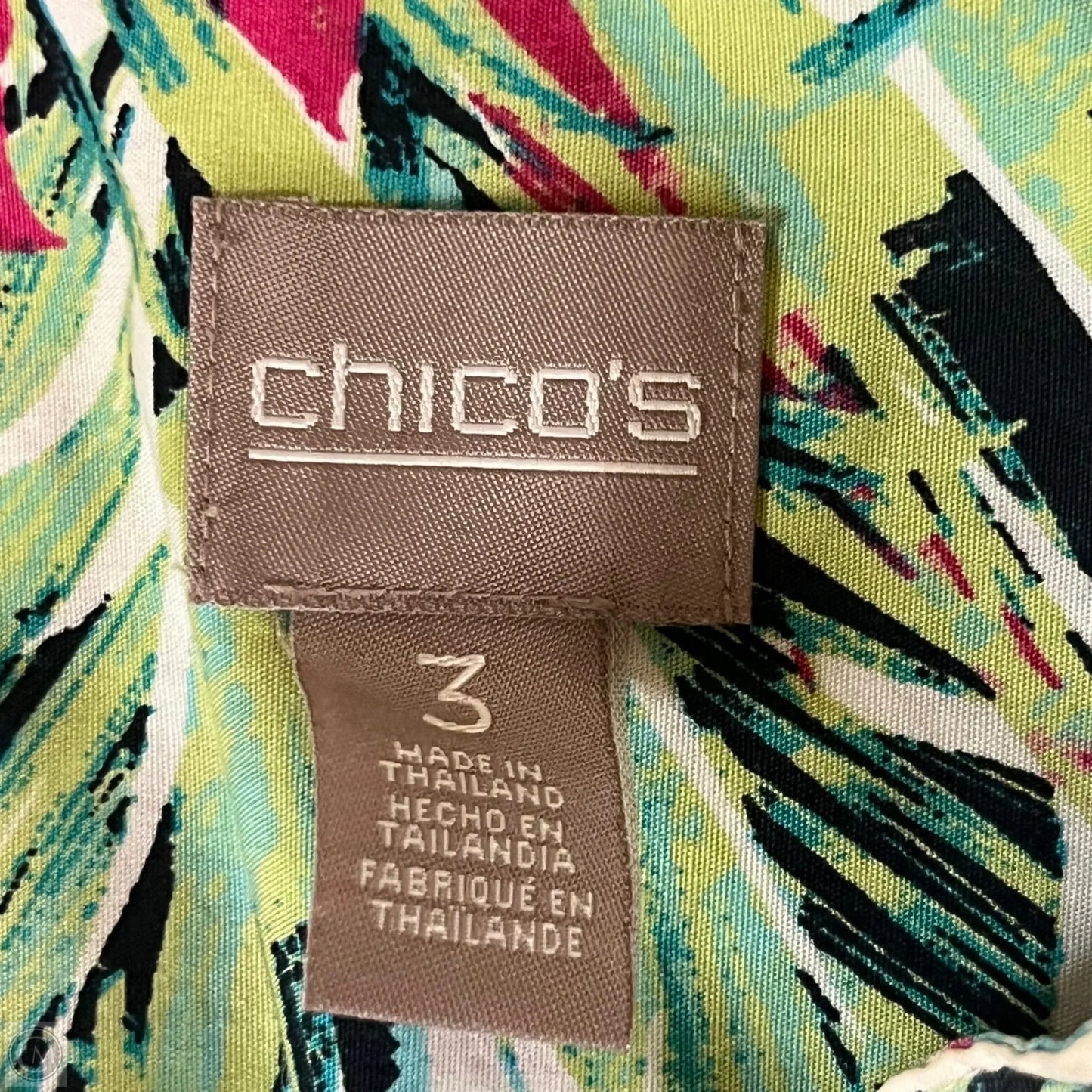 Top 3/4 Sleeve By Chicos In Floral Print, Size: Xl